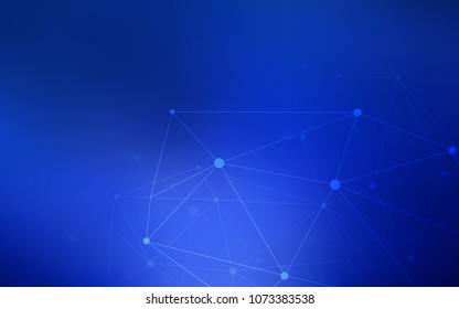 Dark BLUE vector background with dots and lines. Colorful illustration with circles and lines in futuristic style. Pattern can be used for beautiful websites.