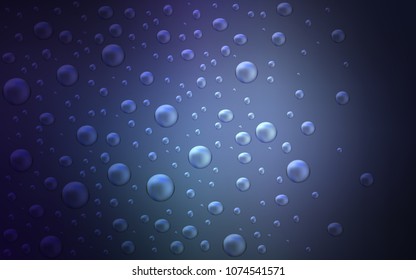 Dark BLUE vector background with dots. Glitter abstract illustration with blurred drops of rain. Pattern can be used as texture of water, rain drops.
