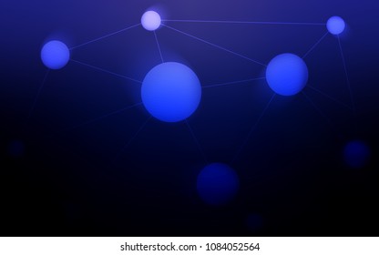 Dark BLUE vector background with dots and lines. Glitter abstract illustration with connection of triangle structure. Pattern can be used as texture of wallpapers.