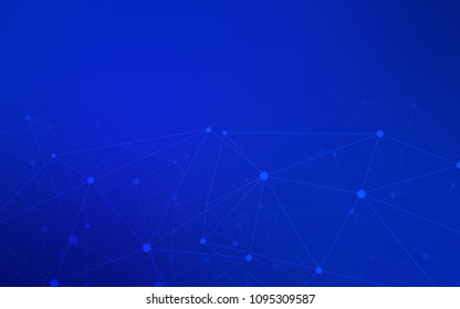 Dark BLUE vector background with dots and lines. Decorative design in abstract style with triangle structure. Completely new template for your brand book.