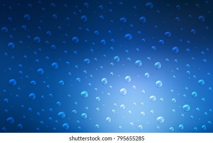 Dark BLUE vector background with dots. Glitter abstract illustration with blurred drops of rain. The pattern can be used for ads, leaflets of liquid.