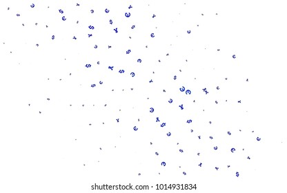 Dark BLUE vector background with Euro, Dollar, Yen. Colored symbols of all currency on white background. The pattern can be used for financial, investment websites.