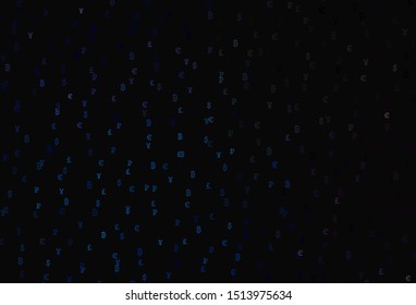 Dark BLUE vector background with financial symbols. Shining colored illustration with currency signs. Design for business advert of economic, wealth.