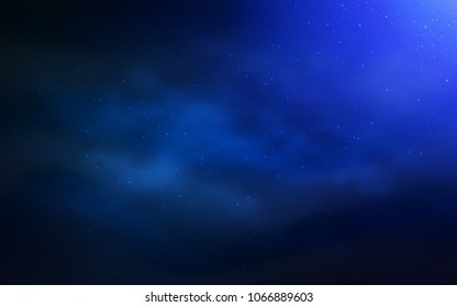 Dark BLUE vector background with galaxy stars. Space stars on blurred abstract background with gradient. Pattern for futuristic ad, booklets.