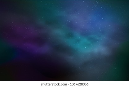 Dark BLUE vector background with galaxy stars. Blurred decorative design in simple style with galaxy stars. Smart design for your business advert.
