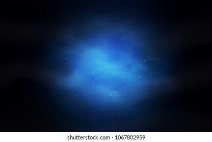 Dark BLUE vector background with galaxy stars. Shining colored illustration with bright astronomical stars. Pattern for futuristic ad, booklets.