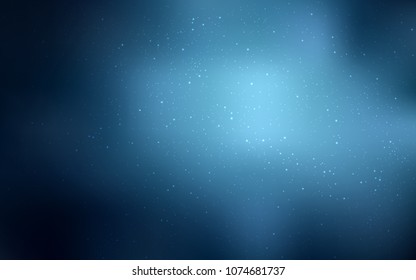 Dark BLUE vector background with galaxy stars. Glitter abstract illustration with colorful cosmic stars. Pattern for futuristic ad, booklets.