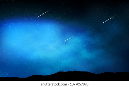 Dark BLUE vector background with galaxy stars. Space stars on blurred abstract background with gradient. Smart design for your business advert.