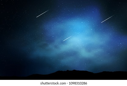 Dark BLUE vector background with galaxy stars. Blurred decorative design in simple style with galaxy stars. Template for cosmic backgrounds.