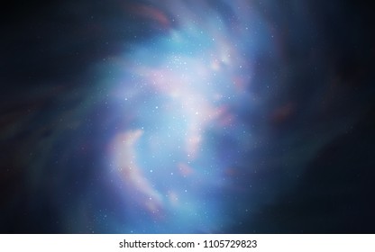 Dark BLUE vector background with galaxy stars. Glitter abstract illustration with colorful cosmic stars. Template for cosmic backgrounds.