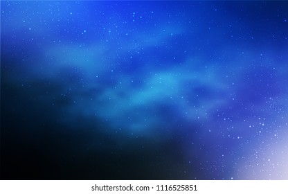Dark BLUE vector background with galaxy stars. Shining illustration with sky stars on abstract template. Smart design for your business advert.