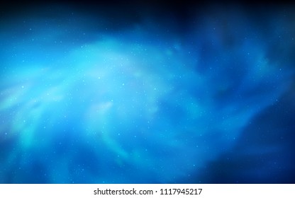 Dark BLUE vector background with galaxy stars. Modern abstract illustration with Big Dipper stars. Pattern for futuristic ad, booklets.