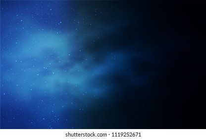 Dark BLUE vector background with galaxy stars. Blurred decorative design in simple style with galaxy stars. Pattern for futuristic ad, booklets.