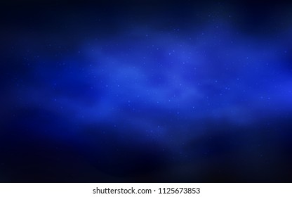 Dark BLUE vector background with galaxy stars. Shining colored illustration with bright astronomical stars. Template for cosmic backgrounds.