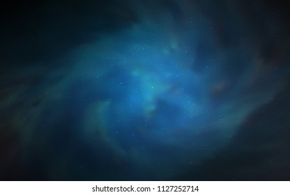 Dark BLUE vector background with galaxy stars. Space stars on blurred abstract background with gradient. Pattern for futuristic ad, booklets.
