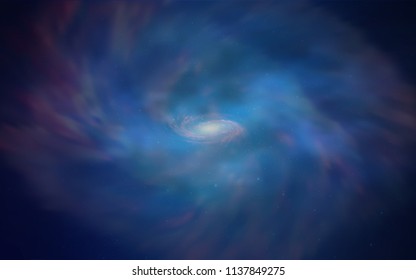 Dark BLUE vector background with galaxy stars. Space stars on blurred abstract background with gradient. Template for cosmic backgrounds.