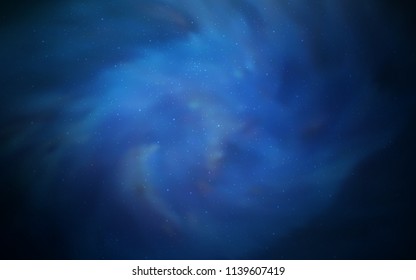 Dark BLUE vector background with galaxy stars. Blurred decorative design in simple style with galaxy stars. Best design for your ad, poster, banner.