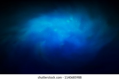 Dark BLUE vector background with galaxy stars. Blurred decorative design in simple style with galaxy stars. Template for cosmic backgrounds.
