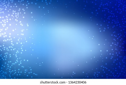 Dark BLUE vector background with galaxy stars. Glitter abstract illustration with colorful cosmic stars. Smart design for your business advert.