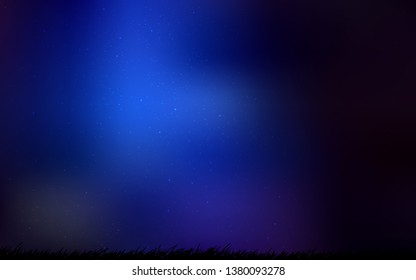 Dark BLUE vector background with galaxy stars. Shining colored illustration with bright astronomical stars. Template for cosmic backgrounds.