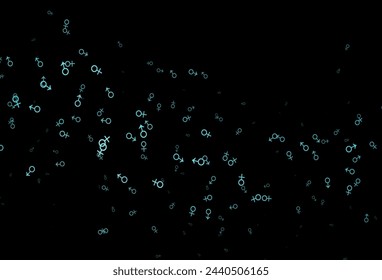 Dark blue vector background with gender symbols. Smart illustration in colorful gradient style with gender signs. Template for fasion magazines.