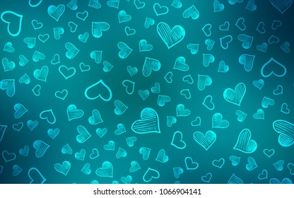 Dark BLUE vector background with hearts. Illustration with hearts in love concept for valentine's day. Pattern for carnival, festival romantic leaflets.
