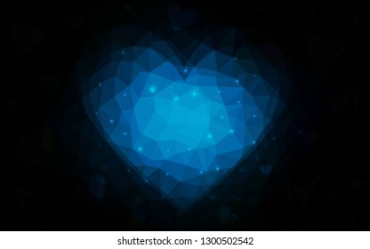 DARK BLUE vector  background with hearts. Illustration with hearts in love concept for valentine's day. Pattern for carnival, festival romantic leaflets.