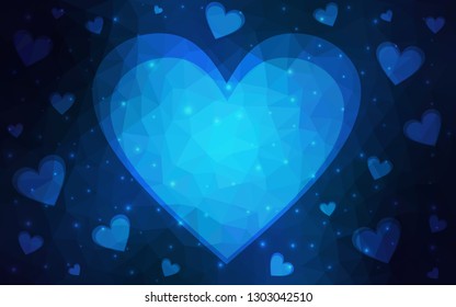 DARK BLUE vector  background with hearts. Illustration with hearts in love concept for valentine's day. Pattern for carnival, festival romantic leaflets.