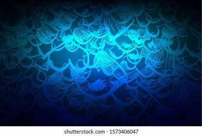Dark BLUE vector background with hearts. Glitter abstract illustration with colorful hearts in romantic style. Pattern for carnival, festival romantic leaflets.