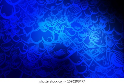 Dark BLUE vector background with hearts. Hearts on blurred abstract background with colorful gradient. Pattern for carnival, festival romantic leaflets.