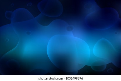 Dark BLUE vector background with lamp shapes. Blurred geometric sample with gradient bubbles.  The best blurred design for your business.