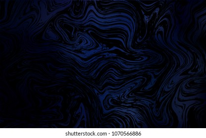 Dark BLUE vector background with lava shapes. Shining illustration, which consist of blurred lines, circles. Marble design for your web site.