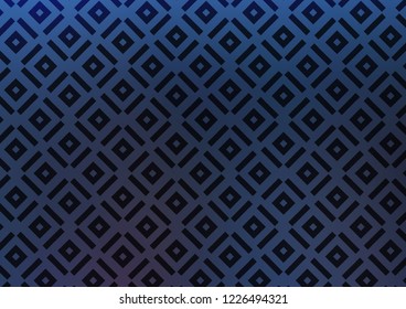 Dark BLUE vector background with lines, rhombuses. Colorful lines, squares on abstract background with gradient. Pattern for ads, posters, banners.