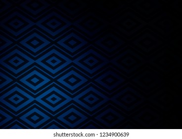 Dark BLUE vector background with lines, rhombuses. Colorful decorative design in simple style with lines, rhombuses. Smart design for your business advert.
