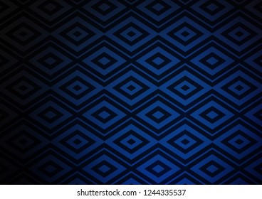 Dark BLUE vector background with lines, rhombuses. Colorful decorative design in simple style with lines, rhombuses. Pattern for ads, posters, banners.