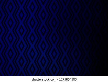 Dark BLUE vector background with lines, rhombuses. Colorful lines, squares on abstract background with gradient. Best design for your ad, poster, banner.