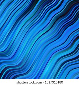 Dark BLUE vector background with lines. Colorful illustration in circular style with lines. Pattern for websites, landing pages.