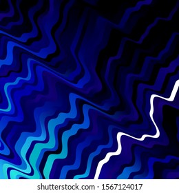 Dark BLUE vector background with lines. Brand new colorful illustration with bent lines. Best design for your ad, poster, banner.