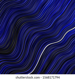 Dark BLUE vector background with lines. Colorful illustration in circular style with lines. Design for your business promotion.