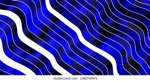 Dark BLUE vector background with lines. Illustration in abstract style with gradient curved.  Template for cellphones.