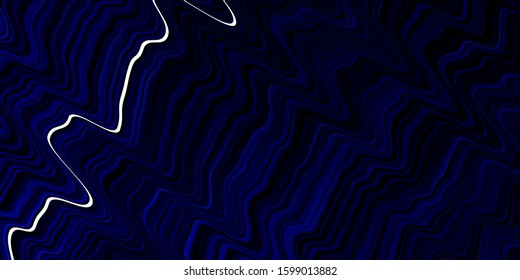 Dark BLUE vector background with lines. Colorful illustration with curved lines. Pattern for booklets, leaflets.