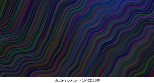 Dark BLUE vector background with lines. A shining illustration, which consists of curved lines. Template for cell phone screens.