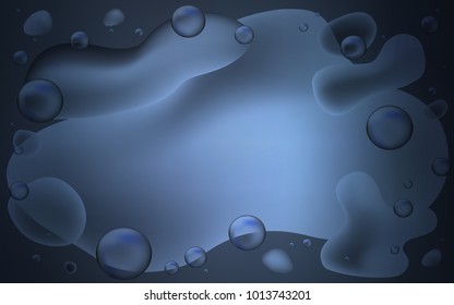 Dark BLUE vector background with liquid shapes. Blurred geometric sample with gradient bubbles.  New composition for your brand book.