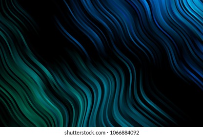 Dark BLUE vector background with liquid shapes. Modern gradient abstract illustration with bandy lines. Textured wave pattern for backgrounds.
