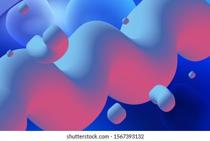 Dark BLUE vector background with liquid shapes. Shining crooked illustration in memphis style. A completely new template for your business design.