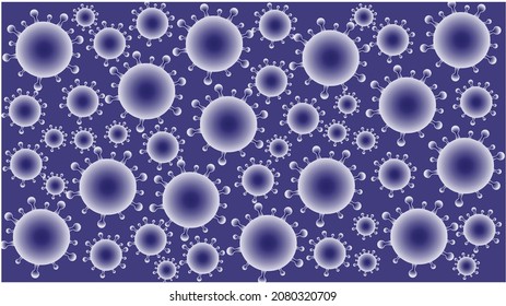 Dark blue vector background of multiple germs covering entire frame. Germs are blue. Disease, sickness, Healthcare.