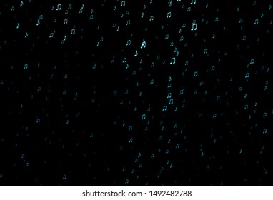 Dark BLUE vector background with music symbols. Modern abstract illustration with melody keys. Pattern for festival leaflets.