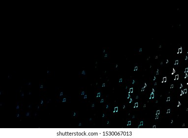 Dark BLUE vector background with music symbols. Isolated colorful music keys on abstract background. Pattern for festival leaflets.