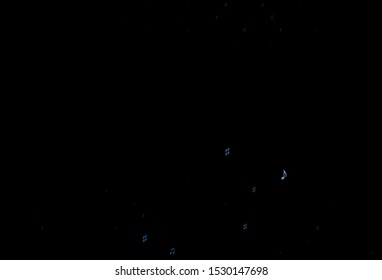 Dark BLUE vector background with music symbols. Isolated colorful music keys on abstract background. Pattern for websites of musitians.
