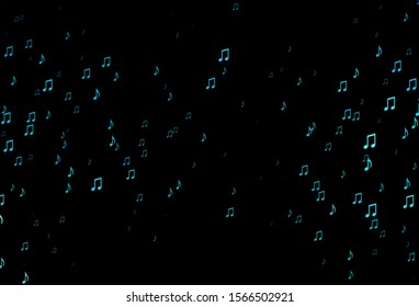 Dark BLUE vector background with music symbols. Shining illustration of colorful gradient music notes. Pattern for festival leaflets.